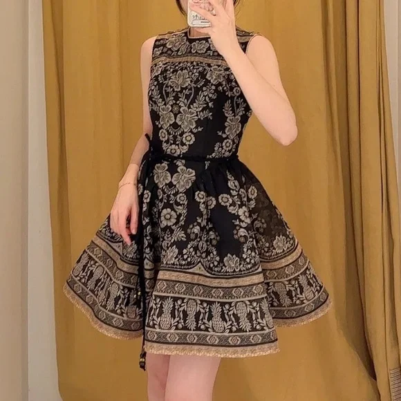 Zimmermann belted floral-print linen and silk-blend organza mini dress Size 0 - Picture 8 of 8